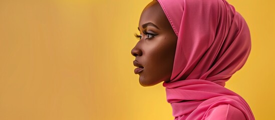 Canvas Print - Portrait of a Woman in Pink Hijab