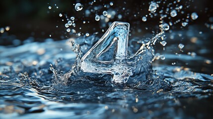 Poster - Number 4 depicted in a swirling splash of water, showcasing movement and clarity.