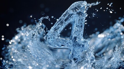 Poster - Number 4 depicted in a swirling splash of water, showcasing movement and clarity.