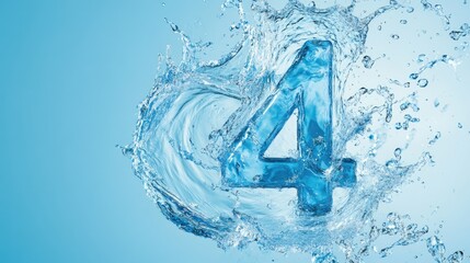 Poster - Number 4 depicted in a swirling splash of water, showcasing movement and clarity.