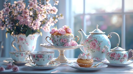 Ornate Victorian-style tea set