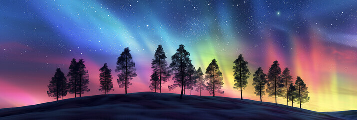 Wall Mural - Northern landscape at night with aurora in the sky part  2