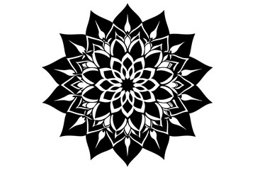 Beautiful Ornamental luxury mandala linocut silhouette black vector art illustration