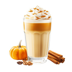 pumpkin latte isolated on transparent background. generated ai.