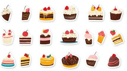 Canvas Print - Cakes Stickers Set.