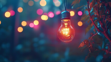 Poster - Colorful Light Bulbs in Bokeh : Generative AI