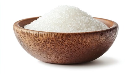 Poster - White Sugar in a Brown Round Serving Bowl isolated on white background : Generative AI