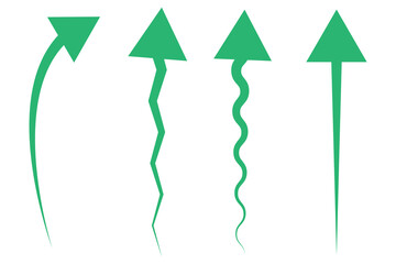 Wall Mural - arrow, curve, long, arow, straight, vector, thin, wavy, line, arch, red, curvy, arc, dynamic, bent, clipart, zig, upward, zag, yellow, vertical, up, green, purple, pointing, direction, set, wavinPrint