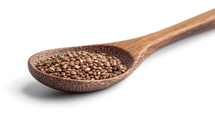 Poster - Buckwheat Cereal on a Wooden Spoon isolated on white background : Generative AI