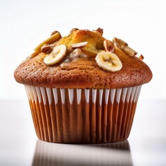 front view of single banana nut muffin