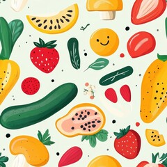 Poster - Fruit & Veggie Pattern.