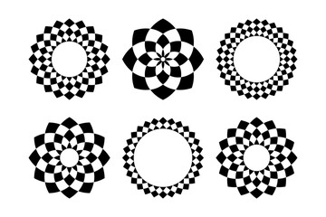 Sticker - Set of Decorative Circle Design Elements. Radial Geometric Patterns. 