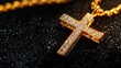 © narak0rn - Elegant gold cross necklace adorned with sparkling diamonds, perfect for expressing faith and style.
