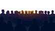 © john - Crowd of people in the auditorium, silhouette of men and women sitting in two rows. Vector illustration.