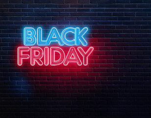  Black Friday sale neon banner, against a brick wall background with copy space, perfect_1(85)