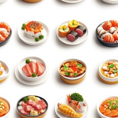 Canvas Print - Sushi & Seafood Dishes.