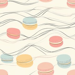 Sticker - Macarons Seamless Pattern.