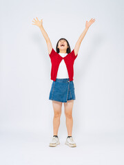 Fototapete - バンザイする女の子の全身写真