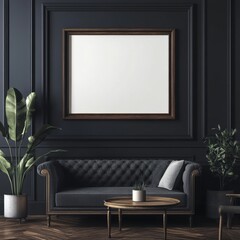 Canvas Print - Dark Living Room Mockup.