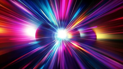 Sticker - Modern Colorful light tunnel background. 8k resolution. Best for wide banner