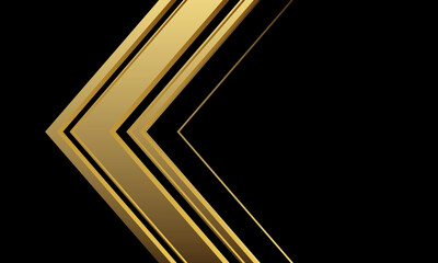 Wall Mural - Abstract golden arrow direction geometric on black design luxury futuristic background vector