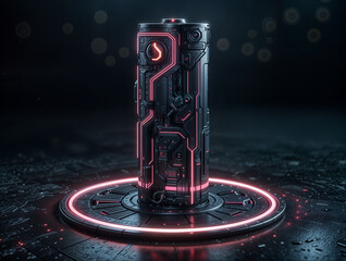 Poster - Futuristic cyberpunk energy element, battery power. generative AI