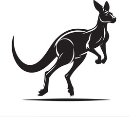 Wall Mural - kangaroo Silhouette isolated on a white background Minimalist kangaroo vector shape