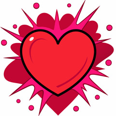 Sticker - heart shaped red powder explosion for love vector illustration 