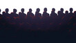 © john - Crowd of people in the auditorium, silhouette of men and women sitting in two rows. Vector illustration.
