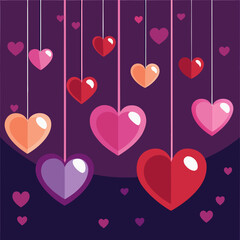 Wall Mural - hanging hearts background for valentines day