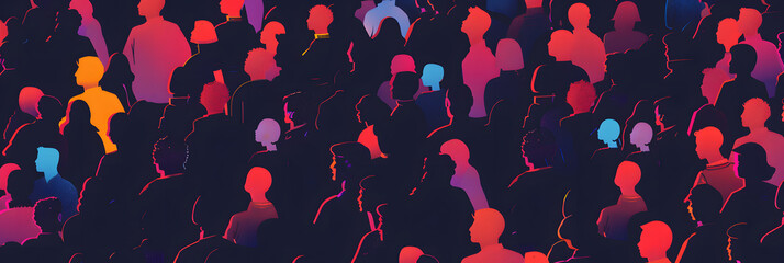 Sticker - Background with a crowd of people, illustration, simple, dark colors