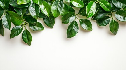 Poster - Green Leaves Border isolated on the white background : Generative AI
