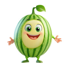 3D cartoon character melon, isolated on a white background. png