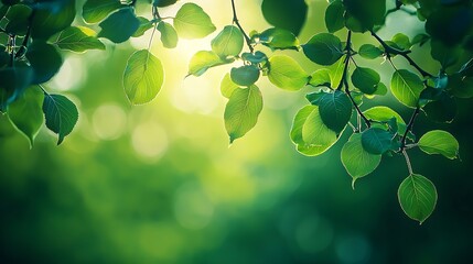 Poster - Green Wild Apple Tree Leaves : Generative AI