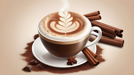 cup of cappuccino with chocolate soft pause, relaxing, ai generated