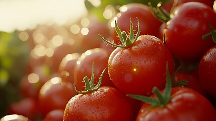 Poster - Fresh Red Tomatoes Background : Generative AI