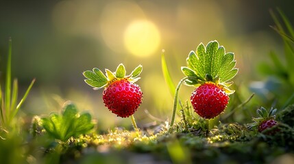 Poster - Small Wild Strawberries : Generative AI
