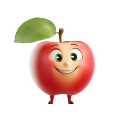 3D cartoon character apple, isolated on a white background. png