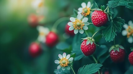 Poster - Wild Strawberries Background : Generative AI