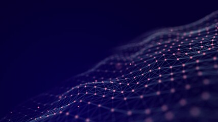 Poster - Abstract blue futuristic background. Technological wave of information data flow. 3D rendering. Seamless loop.