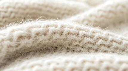 Poster - White Woolen Fabric Texture Top View : Generative AI