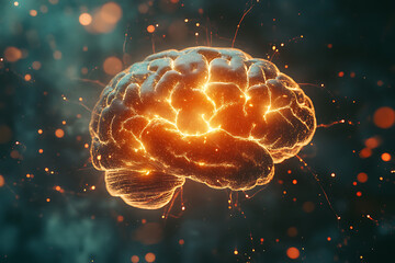 Poster - A glowing, stylized brain illustration symbolizing creativity and intelligence.