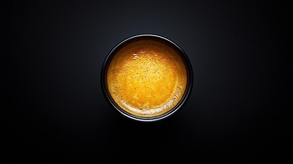 Aufkleber - Cup of Coffee on Black Background Top View : Generative AI