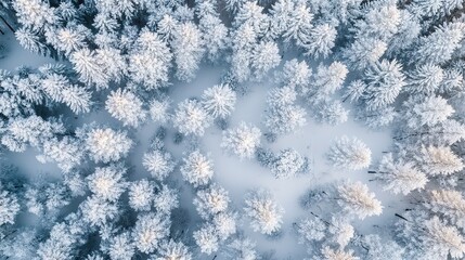 Poster - Aerial View of a Snowy Forest 