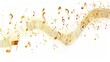 © Barosanu - Elegant golden musical notes along with sheet music form a wave pattern that flows across the image, symbolizing the beauty and fluidity of music in a classic style.