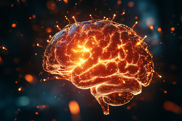 Poster - A glowing, dynamic representation of a brain, symbolizing creativity and intelligence.