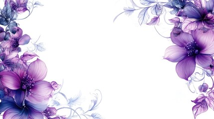 Poster - A bright purple floral border design, with intricately rendered flowers and vines, creating a lively and elegant decorative frame.