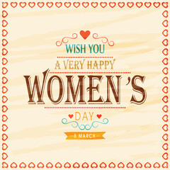 Wall Mural - Greeting card design for International Women's Day celebration.
