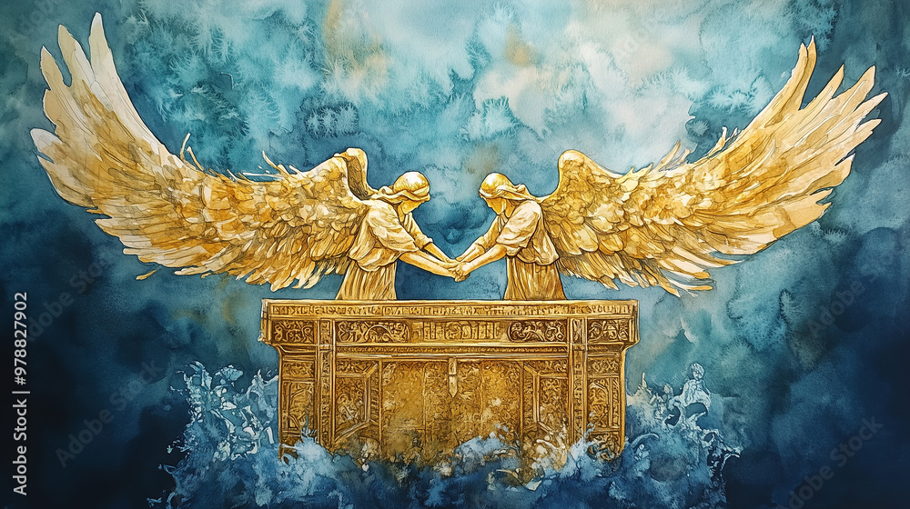 watercolor illustration of Ark Of The Covenant Stock Illustration ...