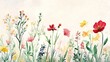 © Pricha.RT - A charming watercolor illustration of various wildflowers, blending soft pastels and bold colors to capture the beauty of nature.